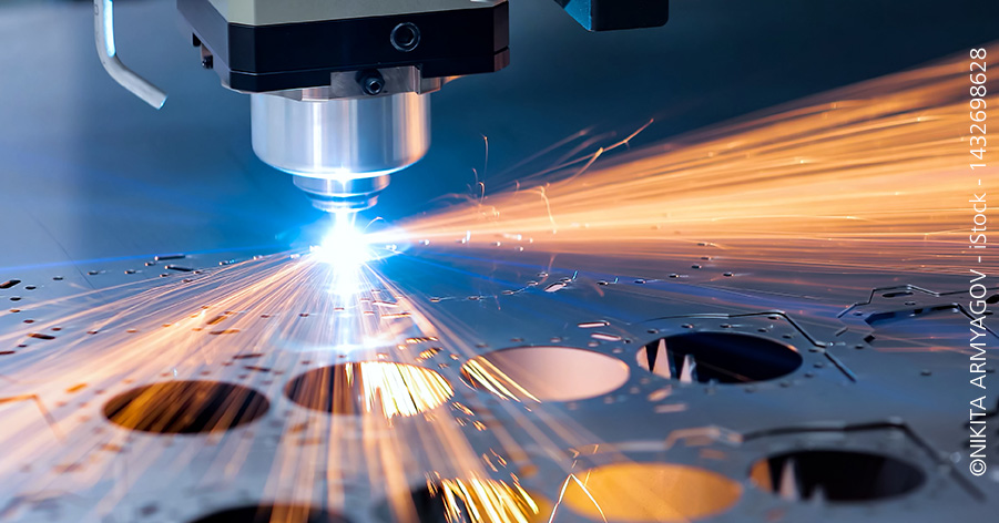 Cnc milling machine. Processing and laser cutting for metal in the industrial. Motion blur. Industrial exhibition of machine tools.